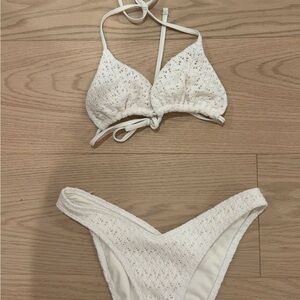 Hollister Cream Crochet Bikini Top